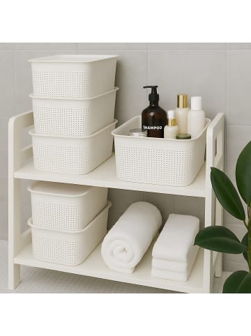 relaxdays 6 x Aufbewahrungsbox in Weiß – 5 L