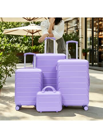 ABRIHOME Kofferset in Lila 4-teilig 14/20/24/28 Zoll ABS mit Zahlenschloss und Rollen