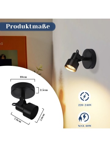 ZMH Deckenleuchte in Schwarz 1-flammige GU10 Vintage Schwenkbar Flurlampe