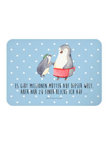 Mr. & Mrs. Panda Magnet Pinguin mit Kind mit Spruch in Blau Pastell