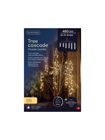LUMINEO Baumbeleuchtung "CLUSTER TWINKLE" 480 LED, 6 Licht-Stränge in Soft Gold