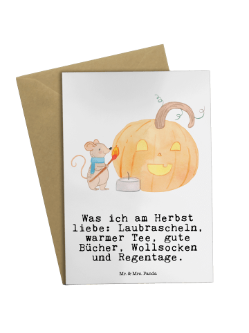 Mr. & Mrs. Panda Grußkarte Kürbis Maus mit Spruch in Weiß