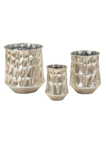 Mauro Ferretti Silberne Metall-Pflanztöpfe, 3er-Set, ø 35x38,5-27,5x33-18,5x26,5 cm