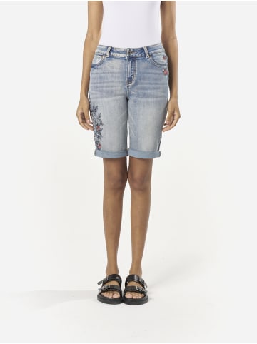 KOROSHI Bermuda mit Schalbund und Stickerei in blau