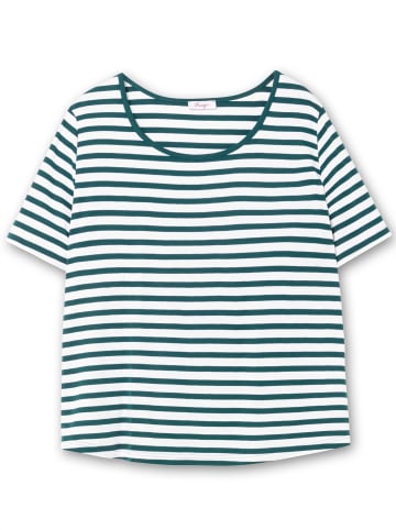 sheego T-Shirt in petrol-weiß