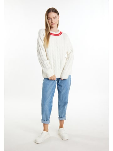DreiMaster Damen Strickpullover in Wollweiss Rot