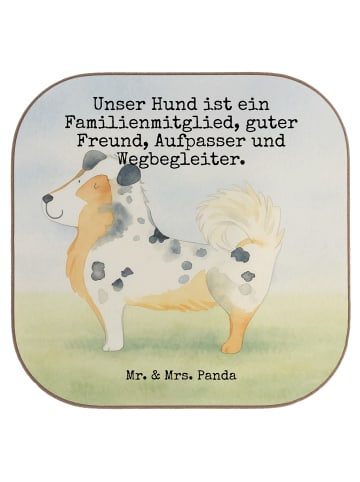 Mr. & Mrs. Panda Glas-Untersetzer Hund Australien Shepherd Desig... in Weiß