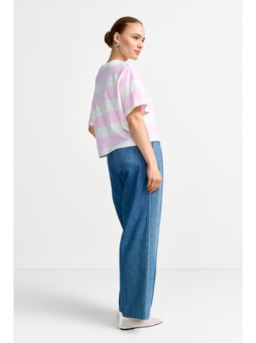 Rich & Royal Boxy Striped Shirt Croissant in Soft Orchid