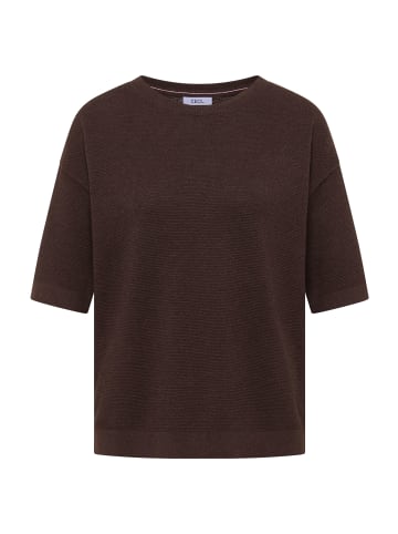 Cecil Strukturierte Kurzarmbluse in Macchiato Brown Melange