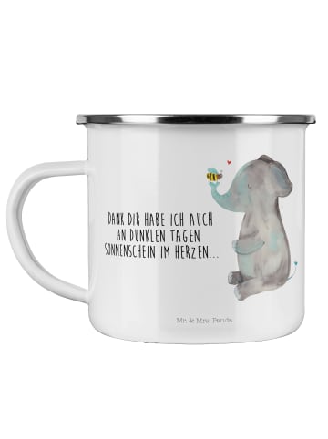 Mr. & Mrs. Panda Camping Emaille Tasse Elefant Biene mit Spruch in Weiß