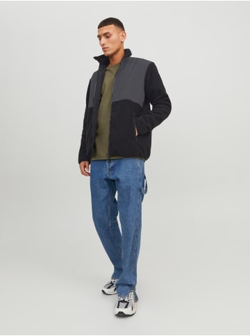 Jack & Jones Fleece Übergangs Jacke Stehkragen Regular Fit JJEMARVIN in Schwarz