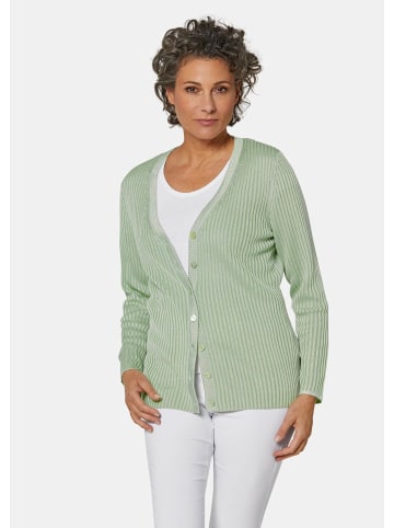 GOLDNER Rippstruktur-Cardigan mit Glanzeffekt in salbei