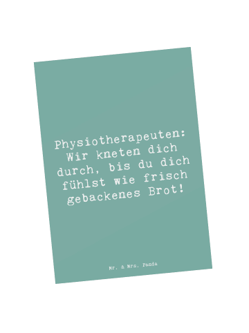 Mr. & Mrs. Panda Grußkarte Spruch Physiotherapeut Kneten mit Spruch in Meeresbrise