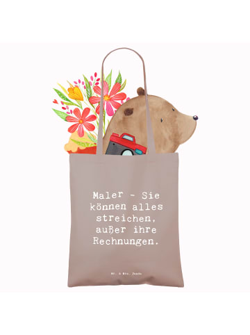 Mr. & Mrs. Panda Tragetasche Spruch Maler Rechnung mit Spruch in Braun Pastell