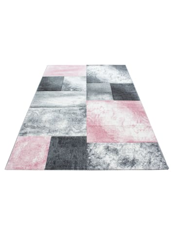 KADIMA DESIGN Teppich Kurzflor Karo Look Polypropylen Wohnzimmer in Pink