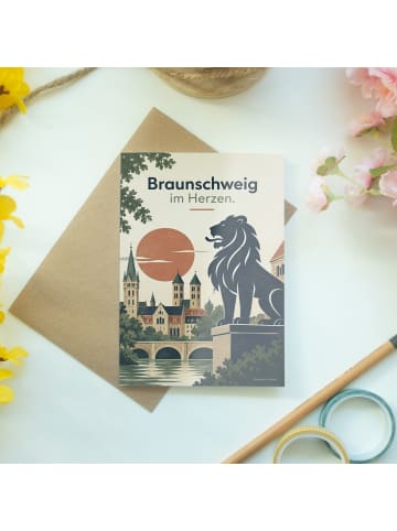 Grußkarte Löwe urban Design mit Spruch in Weiß