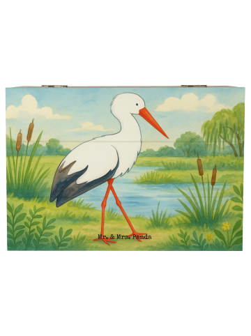 Mr. & Mrs. Panda Aufbewahrungsbox Storch Design ohne Spruch in Weiß