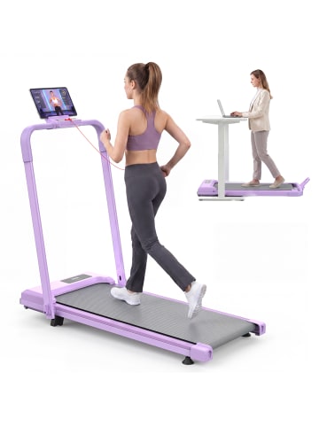 ABRIHOME Laufband in Lila 2-in-1 klappbar 120 kg mit Neigung für Heimbüro
