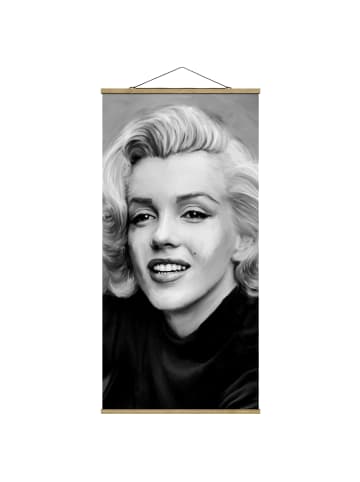 WALLART Stoffbild mit Posterleisten - Marilyn privat in Grau