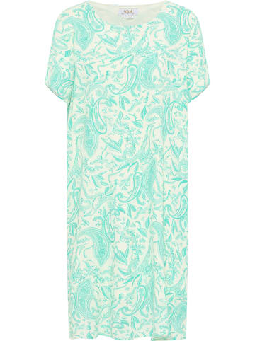usha FESTIVAL Damen Kurzarmkleid in Türkis Wollweiss