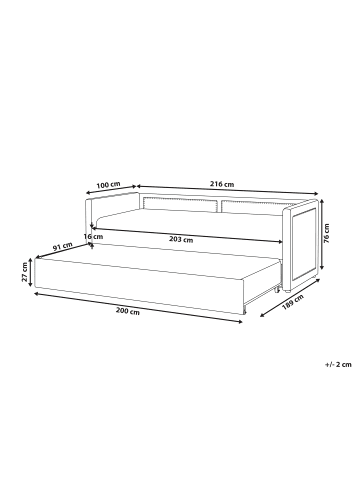 Beliani Tagesbett MIMIZAN in Rosa - (W) 91 x (H) 76 x (L) 216 cm
