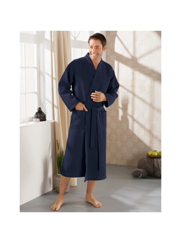 Erwin Müller Piqué Unisex-Bademantel lang Hohenfels in marine