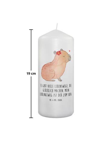 Mr. & Mrs. Panda Kerze Capybara Blume mit Spruch in Weiß