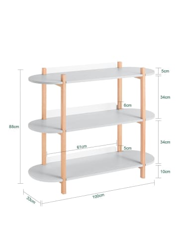SoBuy Regal in Hellgrau - (W) 33 x (H) 88 x (L) 100 cm