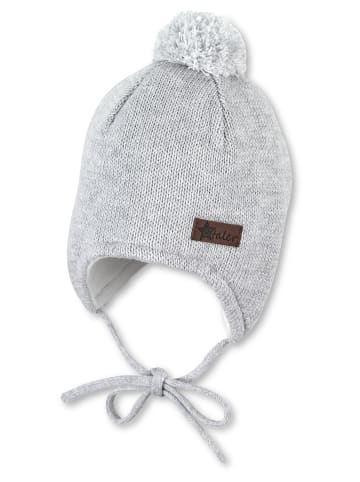 Sterntaler Strickmütze Bommelmix in silber mel.
