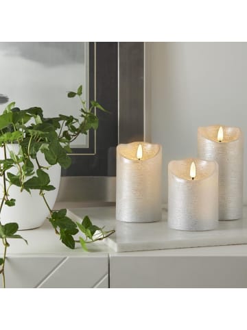 STAR Trading LED Echtwachskerze ,Flamme Rustic' , Batterien, Timer, warmweiß flacke