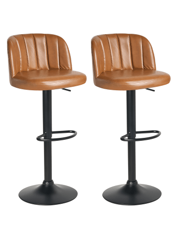Beliani Drehhocker VLORE in Braun/Schwarz - (W) 45 x (H) 82 x (L) 46 cm