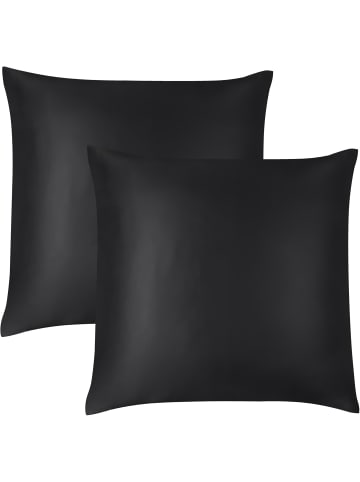 Aspero 2x Seiden Kissenbezüge 80x80 cm Enna in Schwarz