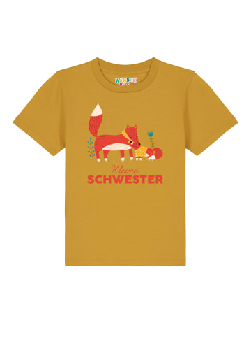wat? Apparel T-Shirt Fuchs Kleine Schwester in Ocker