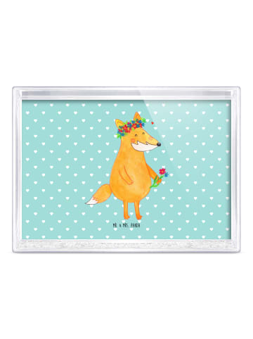 Mr. & Mrs. Panda 3D-Bilderrahmen Fuchs Blumen ohne Spruch in Türkis Pastell