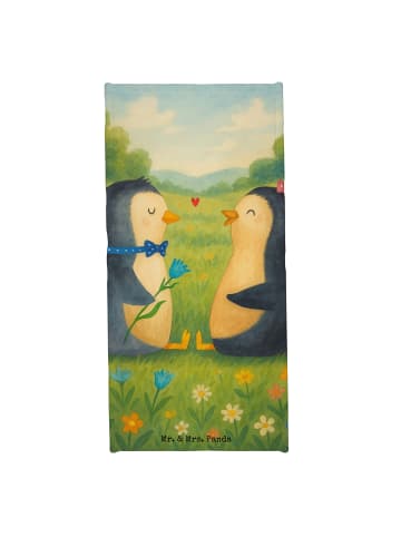 Mr. & Mrs. Panda Saunatuch Pinguin Pärchen Design ohne Spruch in Weiß