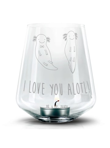 Mr. & Mrs. Panda Teelichthalter Axolotl Liebe mit Spruch in Transparent