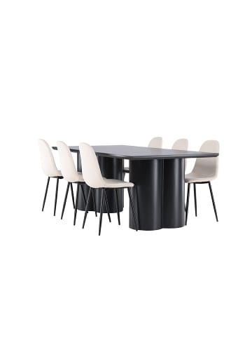 ebuy24 Essgruppe Olivia (7-teilig) Schwarz 100 x 210 cm