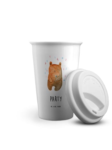 Mr. & Mrs. Panda Kaffeebecher To Go Bär Party mit Spruch in Weiß