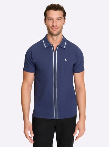 WITT WEIDEN Kurzarm-Poloshirt in rauchblau-weiß