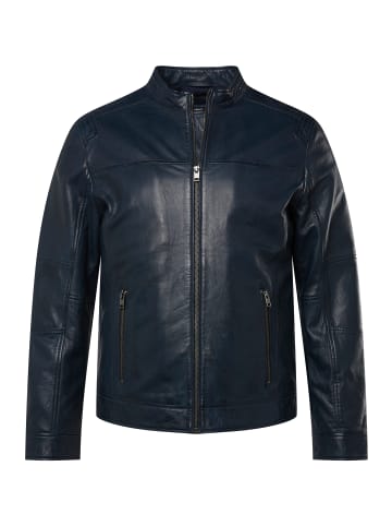 Men Plus Lederjacke in navy blau
