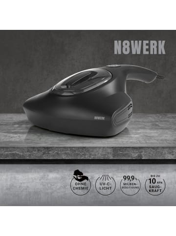 N8WERK Milben-Handstaubsauger mit UV-C-Licht 300W schwarz matt Schwarz