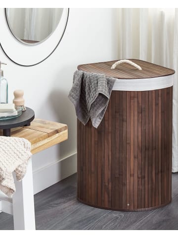 Beliani Wäschekörbe MATARA in Braun/Weiß - (W) 60 x (H) 60 x (L) 35 cm