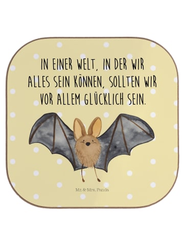Mr. & Mrs. Panda Tischuntersetzer Fledermaus Flügel mit Spruch in Gelb Pastell