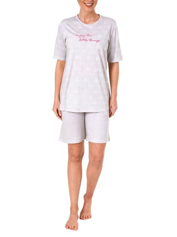 NORMANN Shorty Pyjama kurzarm grafischen Designs - 44860 in grau