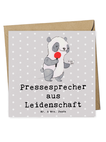 Mr. & Mrs. Panda Einladungskarte Pressesprecher Leidenschaft mit... in Grau Pastell