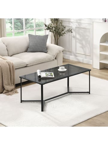 FineBuy Couchtisch in Schwarz / Glas / 100x50x42