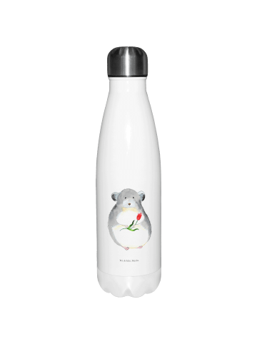 Mr. & Mrs. Panda Trinkflasche Chinchilla Blume ohne Spruch in Weiß