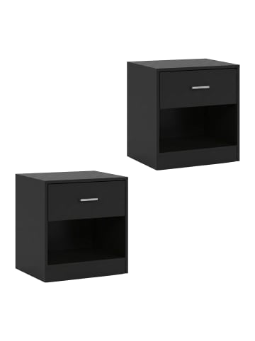 relaxdays 2 x Nachttisch in Schwarz - (B)39 x (H)41 x (T)28 cm