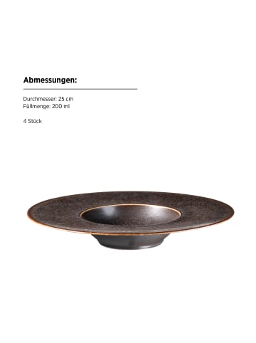 Mäser Gourmetteller 4-tlg., Porzellan Powerful in Braun, Schwarz
