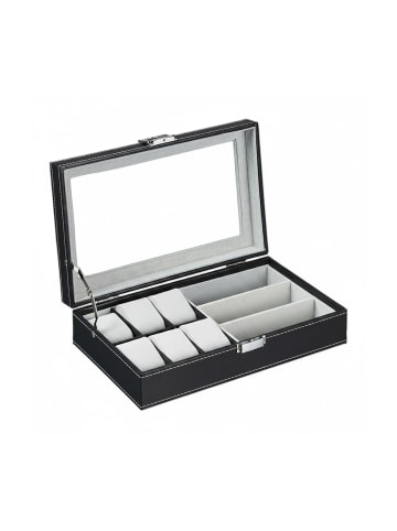 relaxdays Schmuckaufbewahrung in Schwarz - (B)33 x (H)9 x (T)20,5 cm